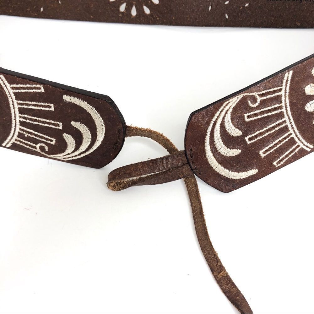 J Crew embroidered leather boho wester tassel belt - Picture 5 of 8